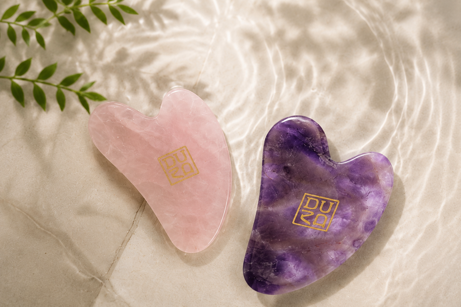 DU20 Crystal Gua Sha Board — Rose Quartz & Amethyst