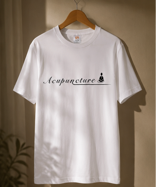 DU20 Acupuncture Art Tee — "Acupuncture" Meditation Print (White)