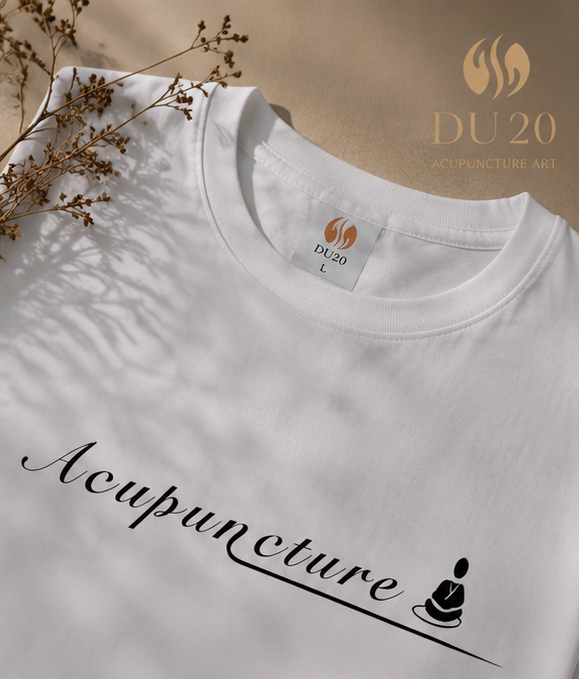 DU20 Acupuncture Art Tee — "Acupuncture" Meditation Print (White)